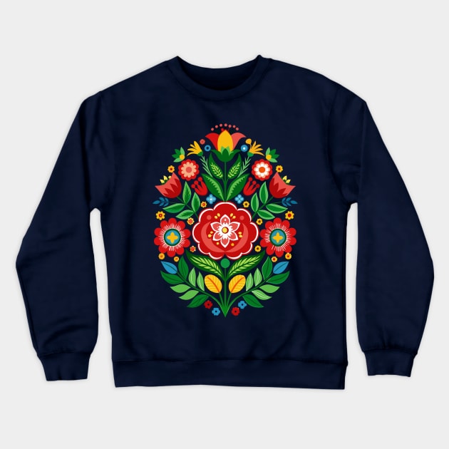 Floral Folk Art Romanian Crewneck Sweatshirt by craftydesigns